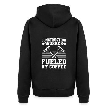 Bauarbeiter - Unisex Premium Bio Zip Hoodie - Schwarz - Hinten - Nico (187cm)