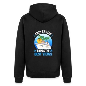 Cruise Trip - Unisex Premium Organic Zip Hoodie - black - Back - Nico (187cm)