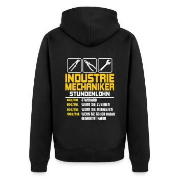 Industrial mechanic funny saying hourly wage - Unisex Premium Organic Zip Hoodie - black - Back - Nico (187cm)