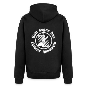 Tiler Guild Sign Craft Tradition - Unisex Premium Organic Zip Hoodie - black - Back - Nico (187cm)