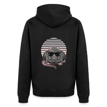 Rat - Unisex Premium Organic Zip Hoodie - black - Back - Nico (187cm)