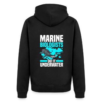 Meeresbiologie - Unisex Premium Bio Zip Hoodie - Schwarz - Hinten - Nico (187cm)