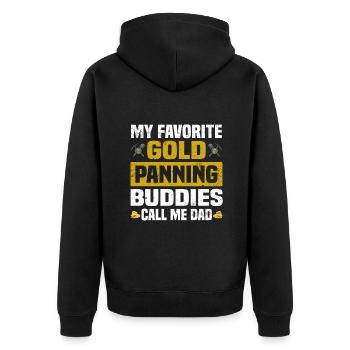 Goldwaschen Shirts | Goldschürfen Gold Geschenke - Unisex Premium Bio Zip Hoodie - Schwarz - Hinten - Nico (187cm)