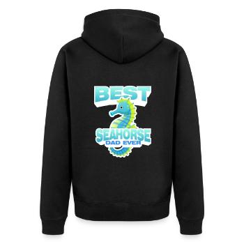 Seepferdchen | Meer Seepferd Tiere Fische Geschenk - Unisex Premium Bio Zip Hoodie - Schwarz - Hinten - Nico (187cm)