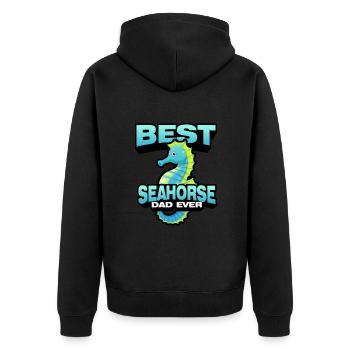 Seepferdchen | Meer Seepferd Tiere Fische Geschenk - Unisex Premium Bio Zip Hoodie - Schwarz - Hinten - Nico (187cm)