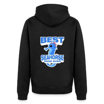 Seepferdchen | Meer Seepferd Tiere Fische Geschenk - Unisex Premium Bio Zip Hoodie - Schwarz - Hinten - Nico (187cm)