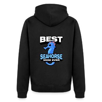 Seepferdchen | Meer Seepferd Tiere Fische Geschenk - Unisex Premium Bio Zip Hoodie - Schwarz - Hinten - Nico (187cm)