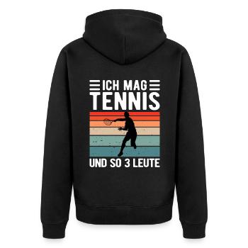 Tennis Tennisspieler Tennisplatz retro - Unisex Premium Bio Zip Hoodie - Schwarz - Hinten - Nico (187cm)