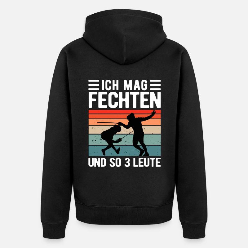 Fechten Lustiger Fechter Spruch - Unisex Premium Bio Zip Hoodie - Schwarz