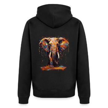 Elephant farbenfroh - Unisex Premium Bio Zip Hoodie - Schwarz - Hinten - Nico (187cm)