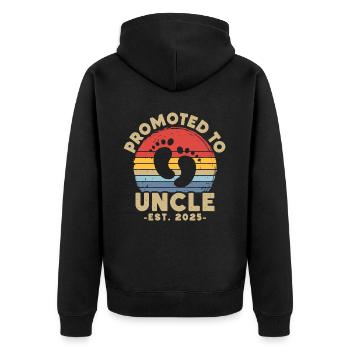 Promoted to uncle set for 2025 - Unisex Premium Organic Zip Hoodie - black - Back - Nico (187cm)