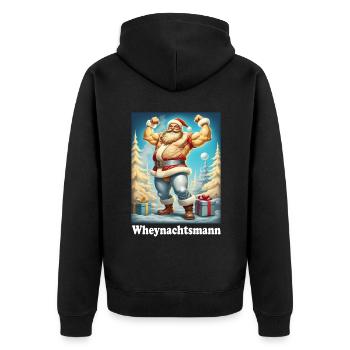 Christmas Gym FItness Bodybuilder Wheynachtsmann - Unisex Premium Organic Zip Hoodie - black - Back - Nico (187cm)