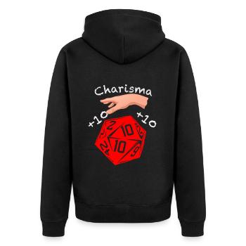 Charisma RPG DSA Rollenspiel Skill - Unisex Premium Bio Zip Hoodie - Schwarz - Hinten - Nico (187cm)