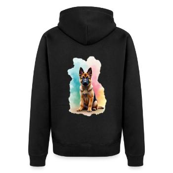 Deutscher Schäferhund Herrchen Schäferhund - Unisex Premium Bio Zip Hoodie - Schwarz - Hinten - Nico (187cm)