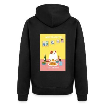 More Spaghetti Less Upsetti Funny Cat Saying - Unisex Premium Organic Zip Hoodie - black - Back - Nico (187cm)