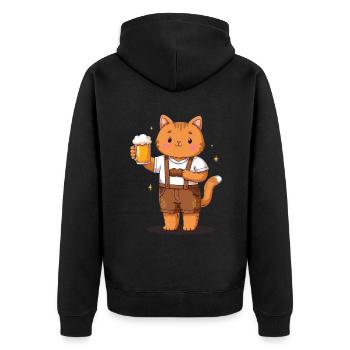Cat with beer Cat lovers Bavaria Volksfest - Unisex Premium Organic Zip Hoodie - black - Back - Nico (187cm)