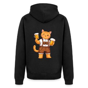 Katze mit Bier Katzenliebhaber Volksfest - Unisex Premium Bio Zip Hoodie - Schwarz - Hinten - Nico (187cm)