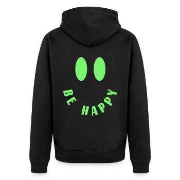 Être heureux - Sourire - Pensée positive - Veste à capuche bio Premium Unisexe - noir - Dos - Nico (187cm)