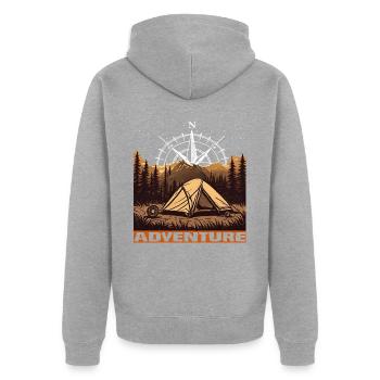 Adventure - Unisex Premium Organic Zip Hoodie - heather grey - Back - Nico (187cm)