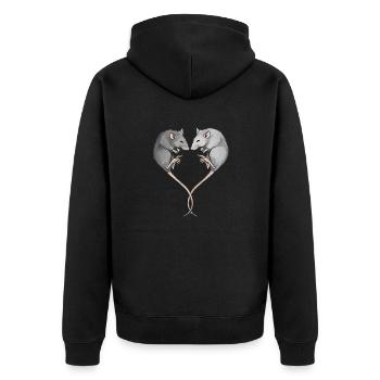 Hausratte - Unisex Premium Bio Zip Hoodie - Schwarz - Hinten - Nico (187cm)