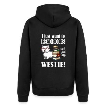 Westie - Unisex Premium Bio Zip Hoodie - Schwarz - Hinten - Nico (187cm)