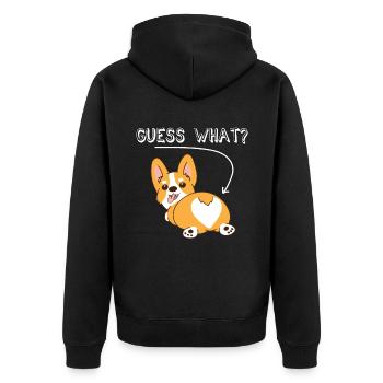 Corgi - Unisex Premium Organic Zip Hoodie - black - Back - Nico (187cm)