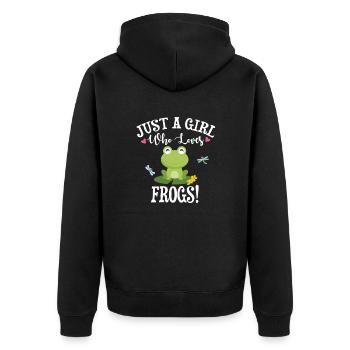 Frosch - Unisex Premium Bio Zip Hoodie - Schwarz - Hinten - Nico (187cm)