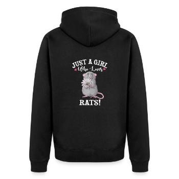 Hausratte - Unisex Premium Bio Zip Hoodie - Schwarz - Hinten - Nico (187cm)