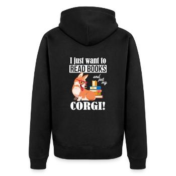 Corgi - Unisex Premium Organic Zip Hoodie - black - Back - Nico (187cm)