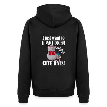 Hausratte - Unisex Premium Bio Zip Hoodie - Schwarz - Hinten - Nico (187cm)