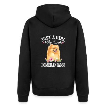 Pommern - Unisex Premium Bio Zip Hoodie - Schwarz - Hinten - Nico (187cm)