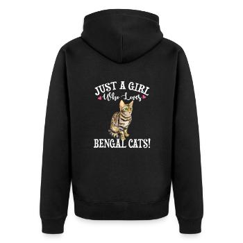 Bengalkatzen - Unisex Premium Bio Zip Hoodie - Schwarz - Hinten - Nico (187cm)