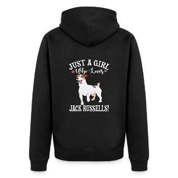 Jack Russell - Unisex Premium Bio Zip Hoodie - Schwarz - Hinten - Nico (187cm)