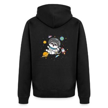 Raccoon - Unisex Premium Organic Zip Hoodie - black - Back - Nico (187cm)