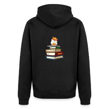 Hamster - Unisex Premium Bio Zip Hoodie - Schwarz - Hinten - Nico (187cm)