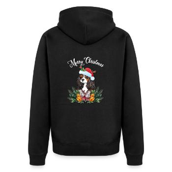 Cavalier King Charles Spaniel - Unisex Premium Bio Zip Hoodie - Schwarz - Hinten - Nico (187cm)