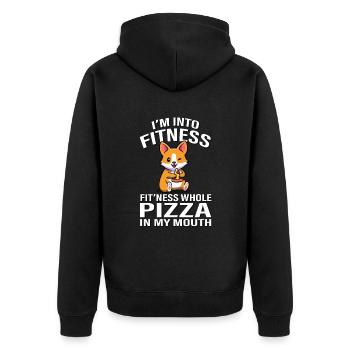 Corgi - Unisex Premium Organic Zip Hoodie - black - Back - Nico (187cm)