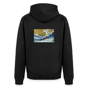 Meerschweinchen - Unisex Premium Bio Zip Hoodie - Schwarz - Hinten - Nico (187cm)