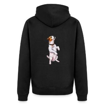 Jack Russell - Unisex Premium Organic Zip Hoodie - black - Back - Nico (187cm)
