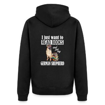 Deutscher Schäferhund - Unisex Premium Bio Zip Hoodie - Schwarz - Hinten - Nico (187cm)