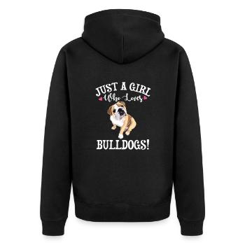 Bouledogue anglais - Veste à capuche bio Premium Unisexe - noir - Dos - Nico (187cm)