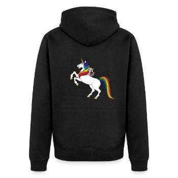 Raccoon - Unisex Premium Organic Zip Hoodie - black - Back - Nico (187cm)