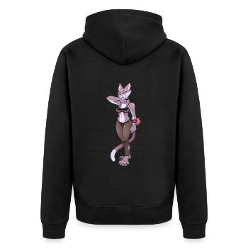 Furry - Unisex Premium Organic Zip Hoodie - black - Back - Nico (187cm)