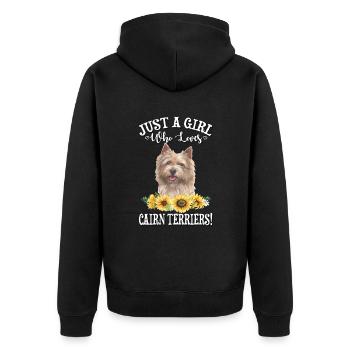 Cairn-Terrier - Unisex Premium Bio Zip Hoodie - Schwarz - Hinten - Nico (187cm)