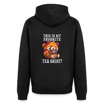 Kleiner Panda - Unisex Premium Bio Zip Hoodie - Schwarz - Hinten - Nico (187cm)