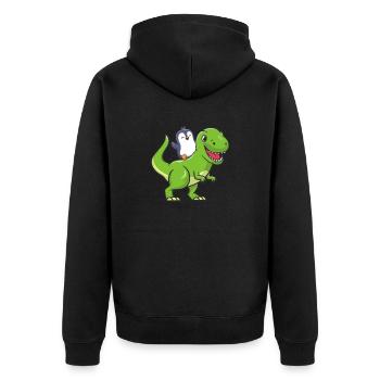 Pinguin - Unisex Premium Bio Zip Hoodie - Schwarz - Hinten - Nico (187cm)