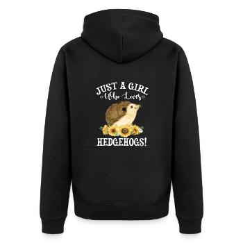 Igel - Unisex Premium Bio Zip Hoodie - Schwarz - Hinten - Nico (187cm)