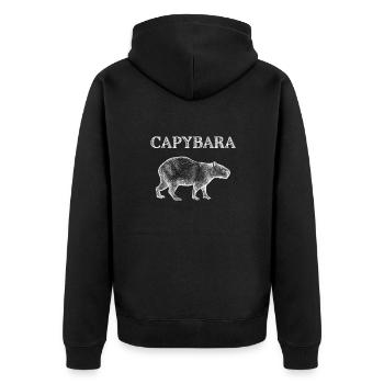 Capybara - Unisex Premium Bio Zip Hoodie - Schwarz - Hinten - Nico (187cm)