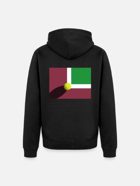 Tennisplatz mit Ball - Unisex Premium Bio Zip Hoodie - Schwarz