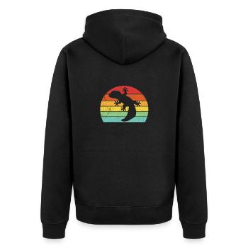 Leopard Gecko - Unisex Premium Organic Zip Hoodie - black - Back - Nico (187cm)
